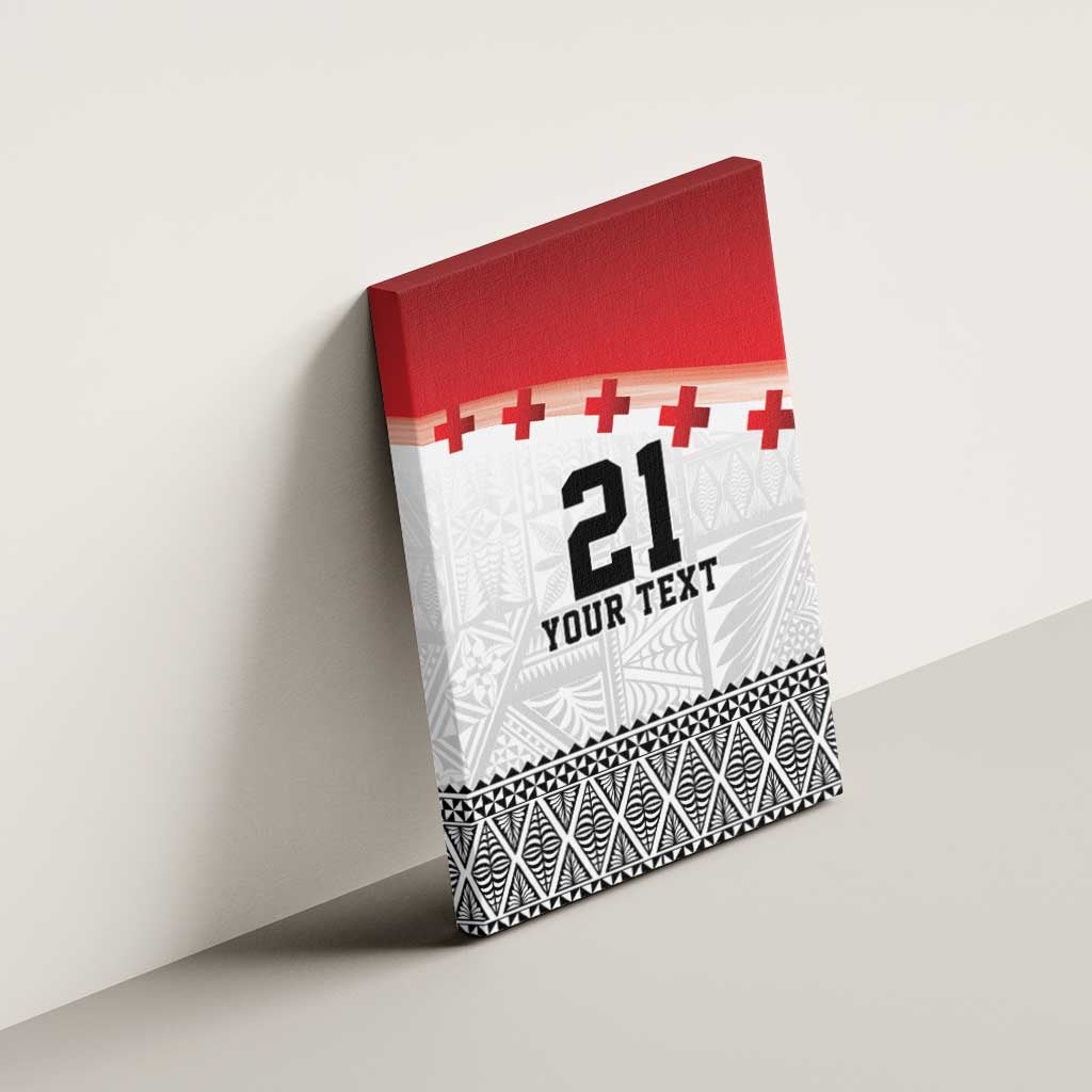 Ikale Tahi Pacific Tonga Rugby Custom Canvas Wall Art Tongan Ngatu with Flag Pattern