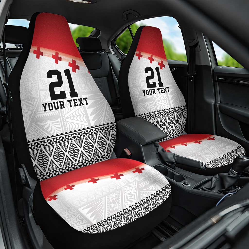 Ikale Tahi Pacific Tonga Rugby Custom Car Seat Cover Tongan Ngatu with Flag Pattern