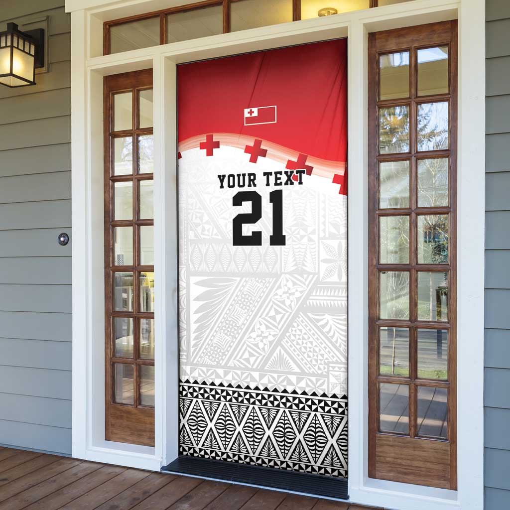 Ikale Tahi Pacific Tonga Rugby Custom Door Cover Tongan Ngatu with Flag Pattern - Polynesian Pride