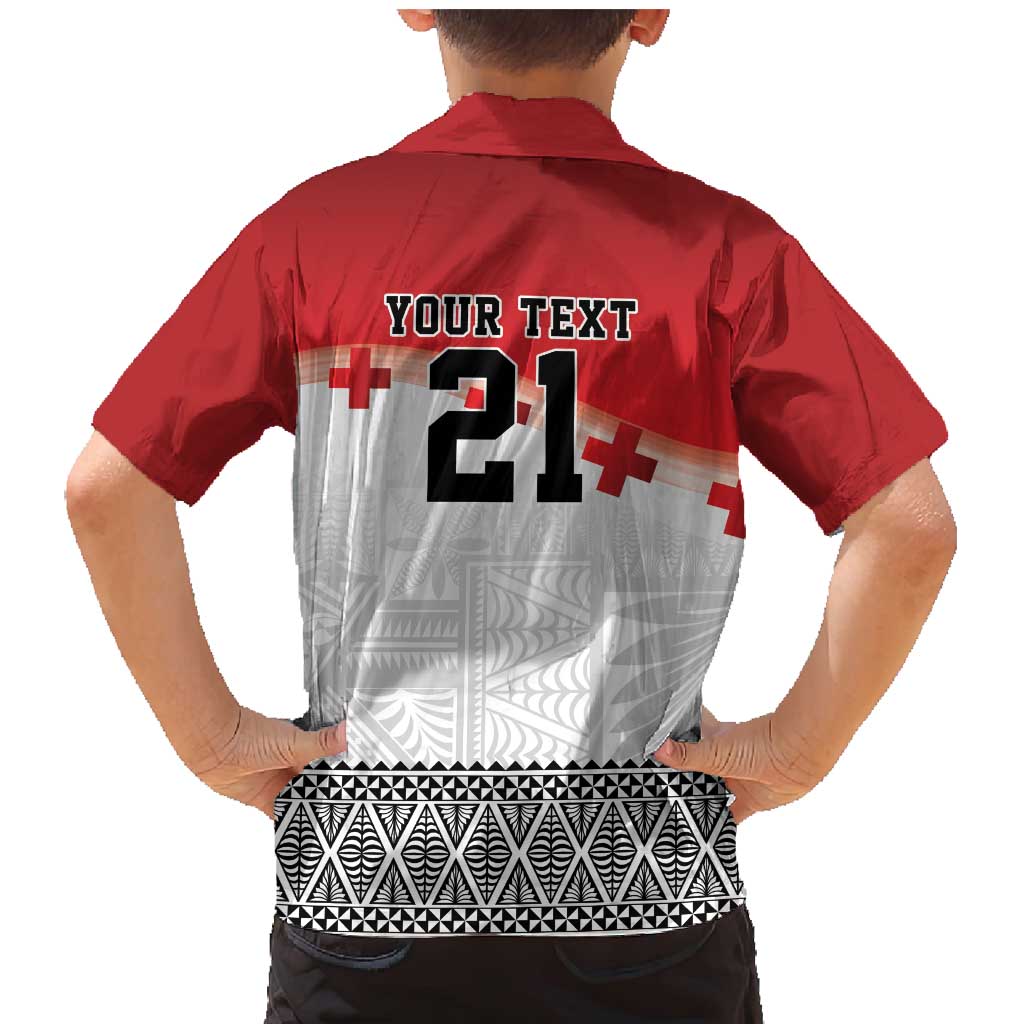 Ikale Tahi Pacific Tonga Rugby Custom Family Matching Mermaid Dress and Hawaiian Shirt Tongan Ngatu with Flag Pattern