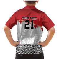 Ikale Tahi Pacific Tonga Rugby Custom Family Matching Mermaid Dress and Hawaiian Shirt Tongan Ngatu with Flag Pattern