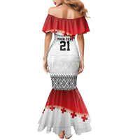 Ikale Tahi Pacific Tonga Rugby Custom Family Matching Mermaid Dress and Hawaiian Shirt Tongan Ngatu with Flag Pattern