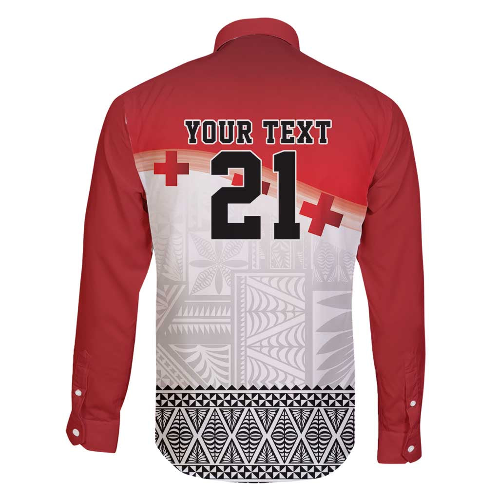 Ikale Tahi Pacific Tonga Rugby Custom Family Matching Off Shoulder Maxi Dress and Hawaiian Shirt Tongan Ngatu with Flag Pattern