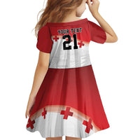 Ikale Tahi Pacific Tonga Rugby Custom Family Matching Off Shoulder Short Dress and Hawaiian Shirt Tongan Ngatu with Flag Pattern