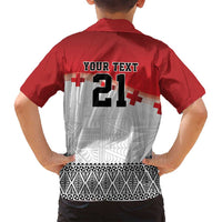 Ikale Tahi Pacific Tonga Rugby Custom Family Matching Tank Maxi Dress and Hawaiian Shirt Tongan Ngatu with Flag Pattern