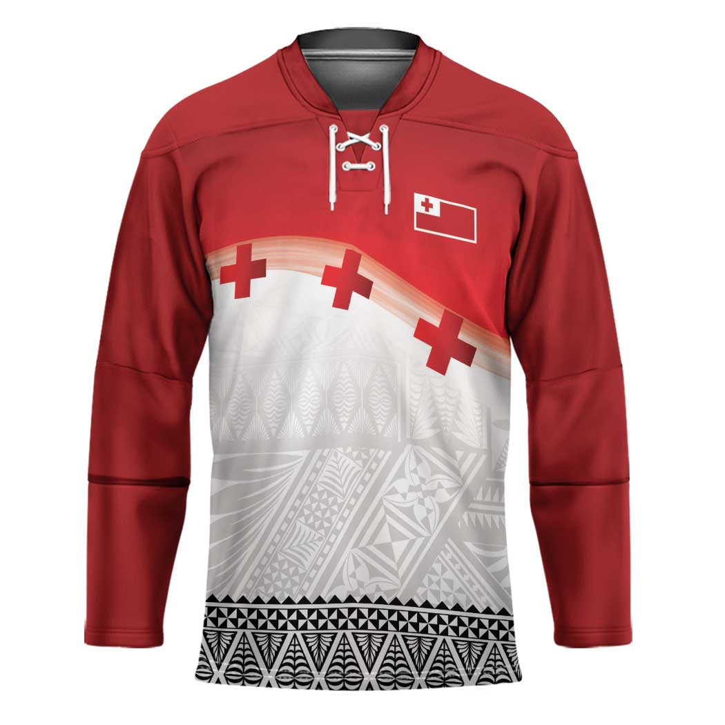 Ikale Tahi Pacific Tonga Rugby Custom Hockey Jersey Tongan Ngatu with Flag Pattern - Polynesian Pride