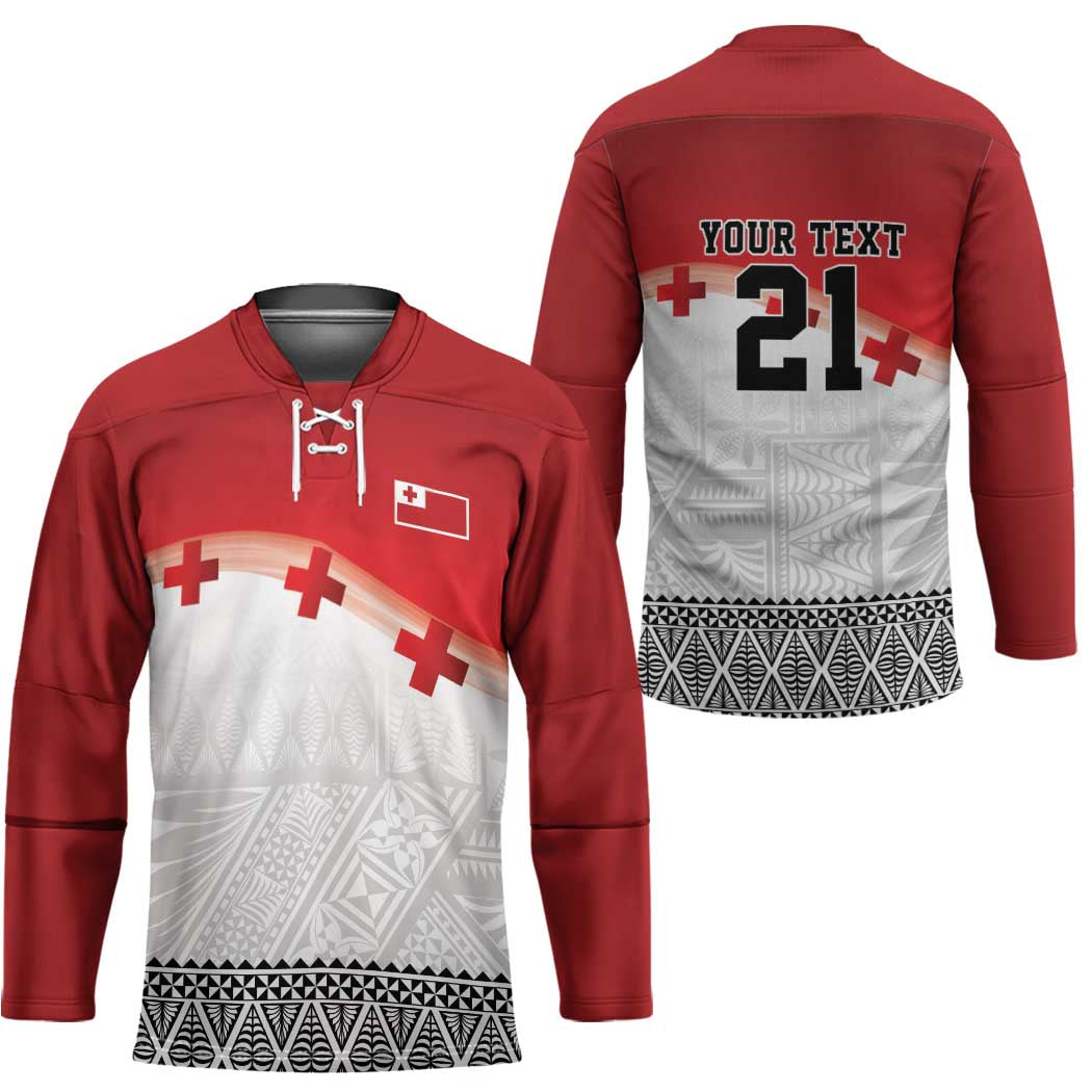 Ikale Tahi Pacific Tonga Rugby Custom Hockey Jersey Tongan Ngatu with Flag Pattern - Polynesian Pride