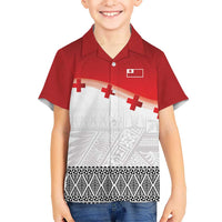 Ikale Tahi Pacific Tonga Rugby Custom Kid Hawaiian Shirt Tongan Ngatu with Flag Pattern
