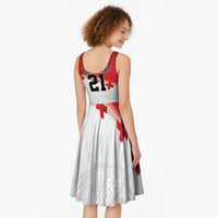 Ikale Tahi Pacific Tonga Rugby Custom Midi Dress Tongan Ngatu with Flag Pattern - Polynesian Pride