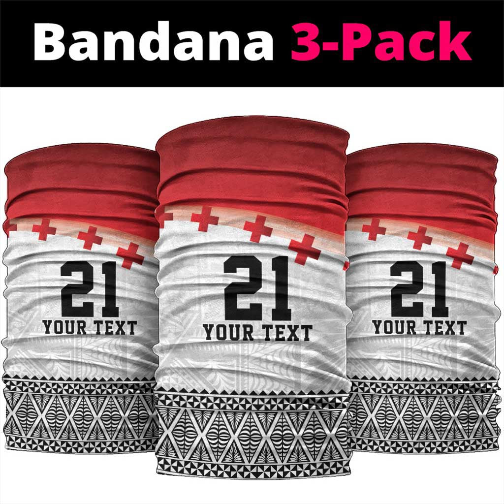 Ikale Tahi Pacific Tonga Rugby Custom Neck Gaiter Tongan Ngatu with Flag Pattern - Polynesian Pride