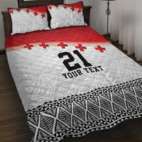 Ikale Tahi Pacific Tonga Rugby Custom Quilt Bed Set Tongan Ngatu with Flag Pattern