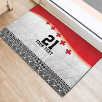 Ikale Tahi Pacific Tonga Rugby Custom Rubber Doormat Tongan Ngatu with Flag Pattern