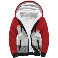 Ikale Tahi Pacific Tonga Rugby Custom Sherpa Hoodie Tongan Ngatu with Flag Pattern
