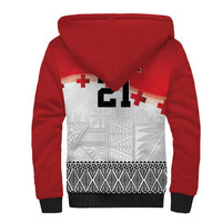 Ikale Tahi Pacific Tonga Rugby Custom Sherpa Hoodie Tongan Ngatu with Flag Pattern