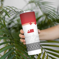 Ikale Tahi Pacific Tonga Rugby Custom Skinny Tumbler Tongan Ngatu with Flag Pattern