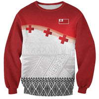 Ikale Tahi Pacific Tonga Rugby Custom Sweatshirt Tongan Ngatu with Flag Pattern