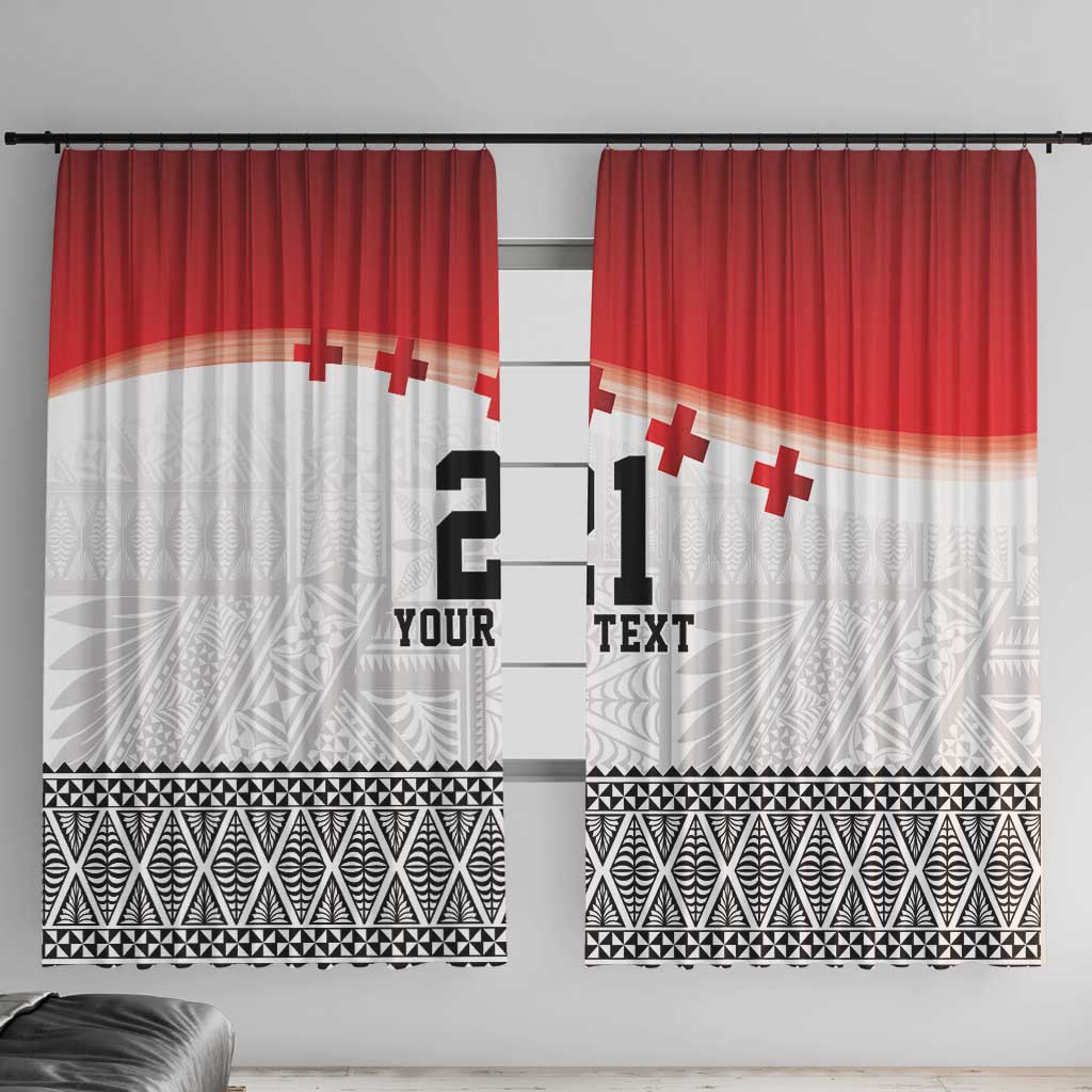 Ikale Tahi Pacific Tonga Rugby Custom Window Curtain Tongan Ngatu with Flag Pattern