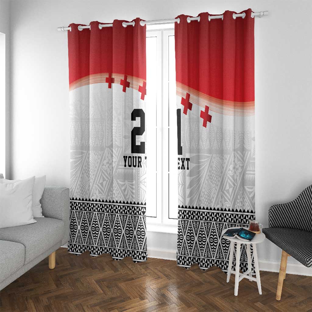 Ikale Tahi Pacific Tonga Rugby Custom Window Curtain Tongan Ngatu with Flag Pattern