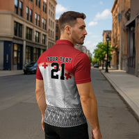 Ikale Tahi Pacific Tonga Rugby Custom Zipper Polo Shirt Tongan Ngatu with Flag Pattern - Polynesian Pride