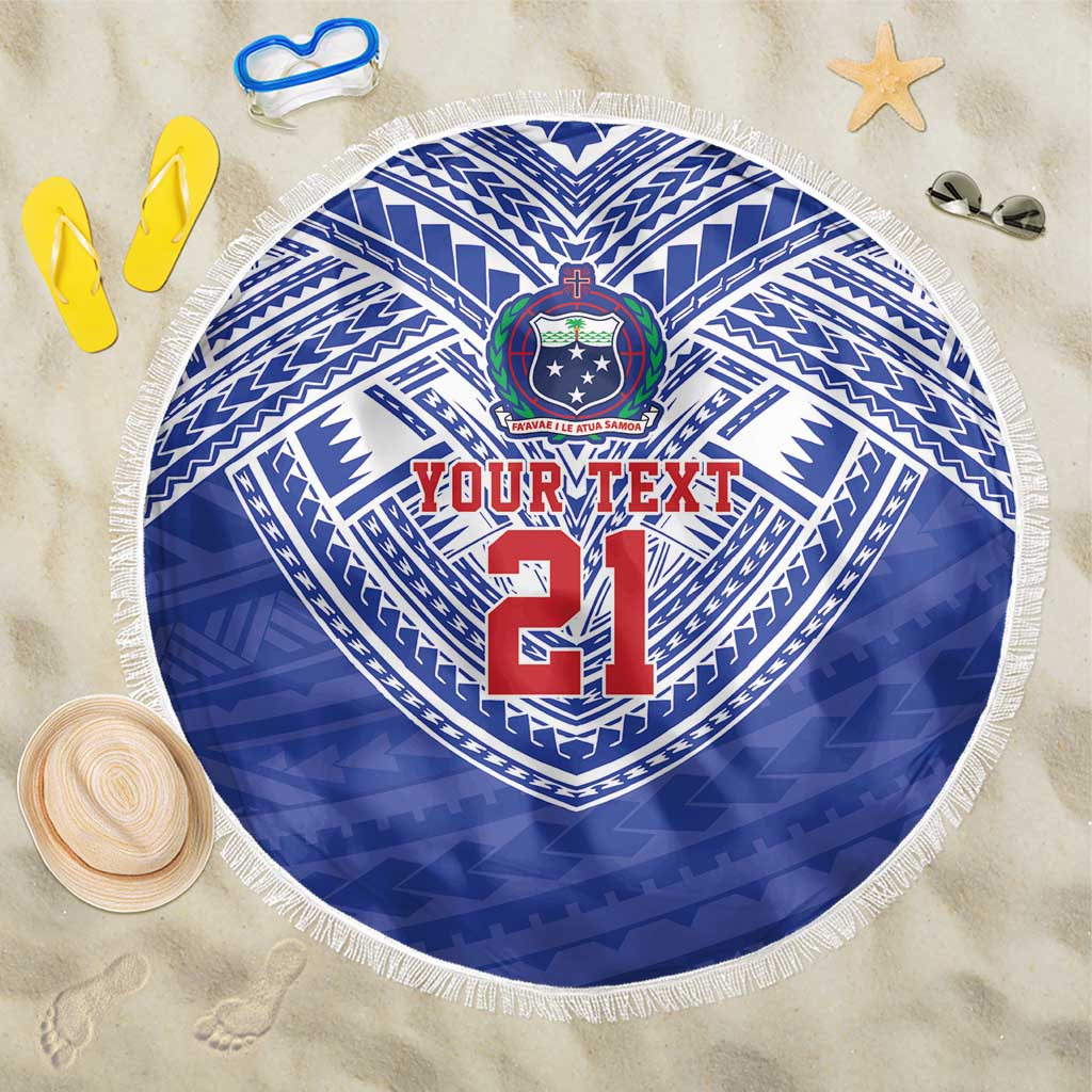 Manu Samoa Pacific Samoa Rugby Custom Beach Blanket Polynesian Pattern
