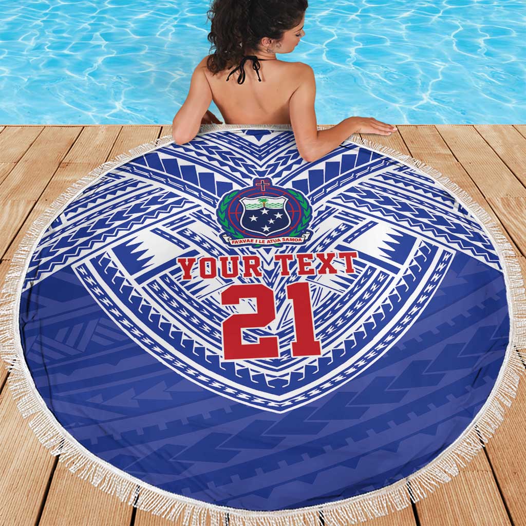 Manu Samoa Pacific Samoa Rugby Custom Beach Blanket Polynesian Pattern