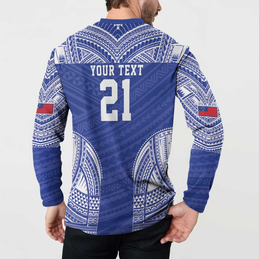 Manu Samoa Pacific Samoa Rugby Custom Button Sweatshirt Polynesian Pattern