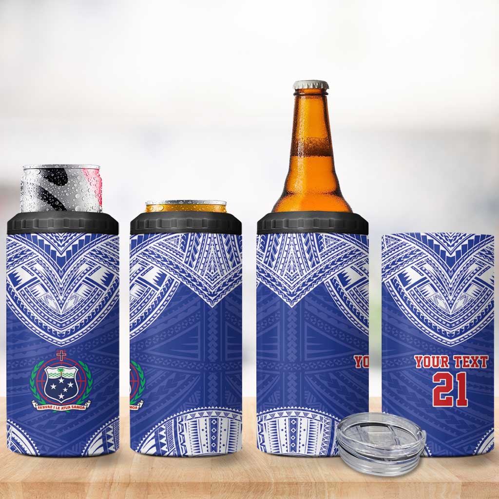Manu Samoa Pacific Samoa Rugby Custom 4 in 1 Can Cooler Tumbler Polynesian Pattern