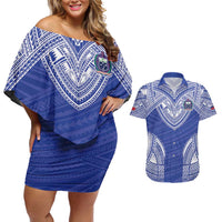 Manu Samoa Pacific Samoa Rugby Custom Couples Matching Off Shoulder Short Dress and Hawaiian Shirt Polynesian Pattern