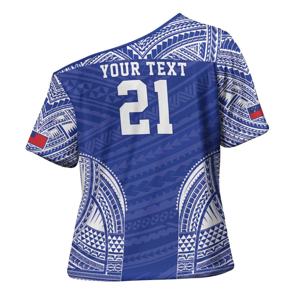 Manu Samoa Pacific Samoa Rugby Custom Cross Shoulder Shirt Polynesian Pattern - Polynesian Pride