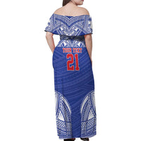 Manu Samoa Pacific Samoa Rugby Custom Family Matching Off Shoulder Maxi Dress and Hawaiian Shirt Polynesian Pattern