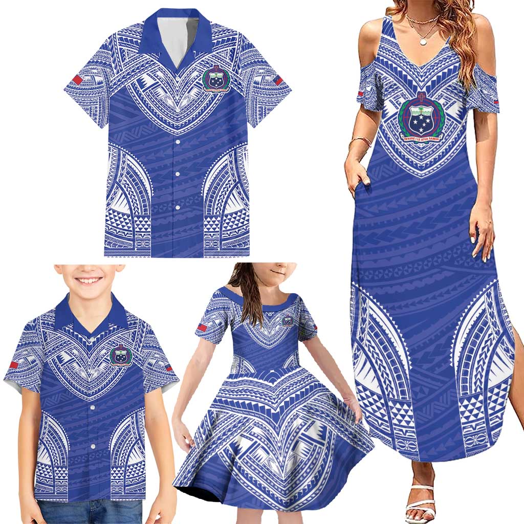 Manu Samoa Pacific Samoa Rugby Custom Family Matching Summer Maxi Dress and Hawaiian Shirt Polynesian Pattern