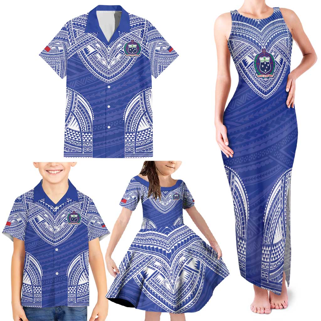 Manu Samoa Pacific Samoa Rugby Custom Family Matching Tank Maxi Dress and Hawaiian Shirt Polynesian Pattern