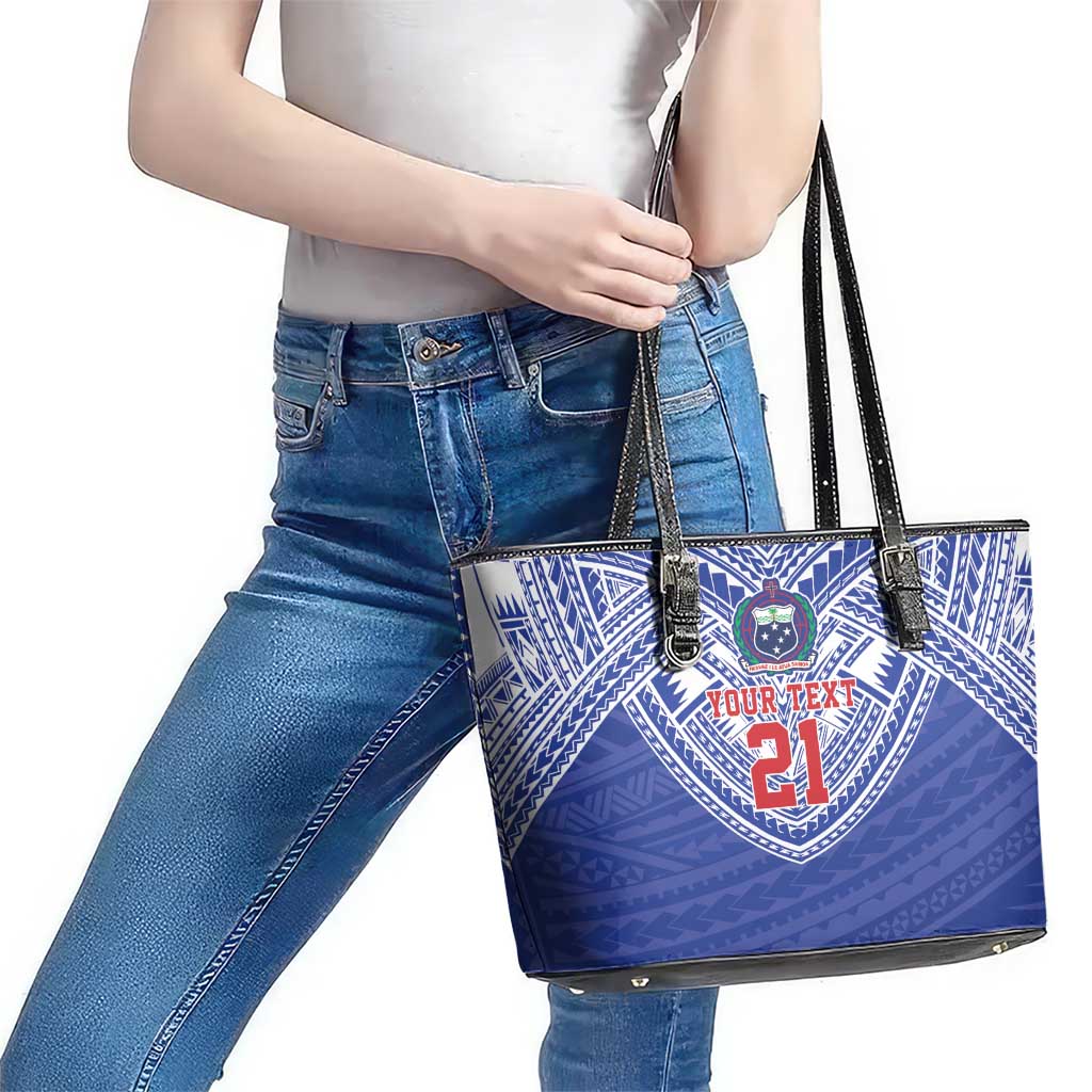 Manu Samoa Pacific Samoa Rugby Custom Leather Tote Bag Polynesian Pattern