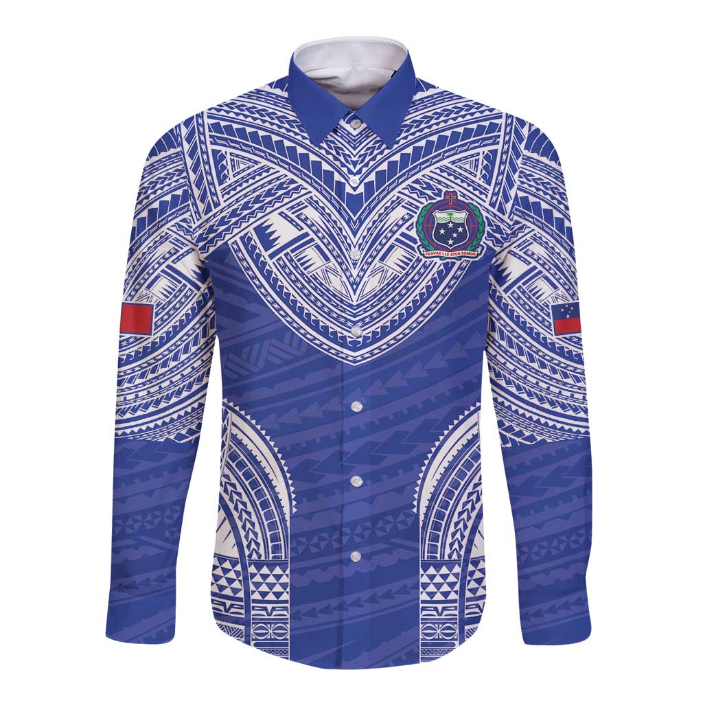 Manu Samoa Pacific Samoa Rugby Custom Long Sleeve Button Shirt Polynesian Pattern