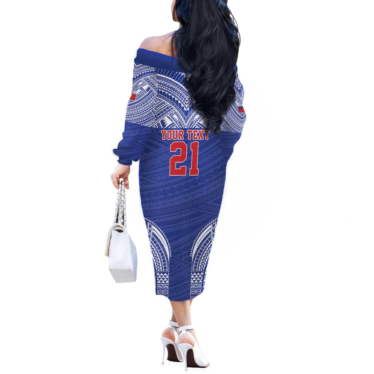 Manu Samoa Pacific Samoa Rugby Custom Off The Shoulder Long Sleeve Dress Polynesian Pattern