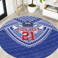Manu Samoa Pacific Samoa Rugby Custom Round Carpet Polynesian Pattern