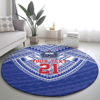 Manu Samoa Pacific Samoa Rugby Custom Round Carpet Polynesian Pattern