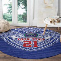 Manu Samoa Pacific Samoa Rugby Custom Round Carpet Polynesian Pattern