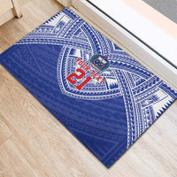 Manu Samoa Pacific Samoa Rugby Custom Rubber Doormat Polynesian Pattern