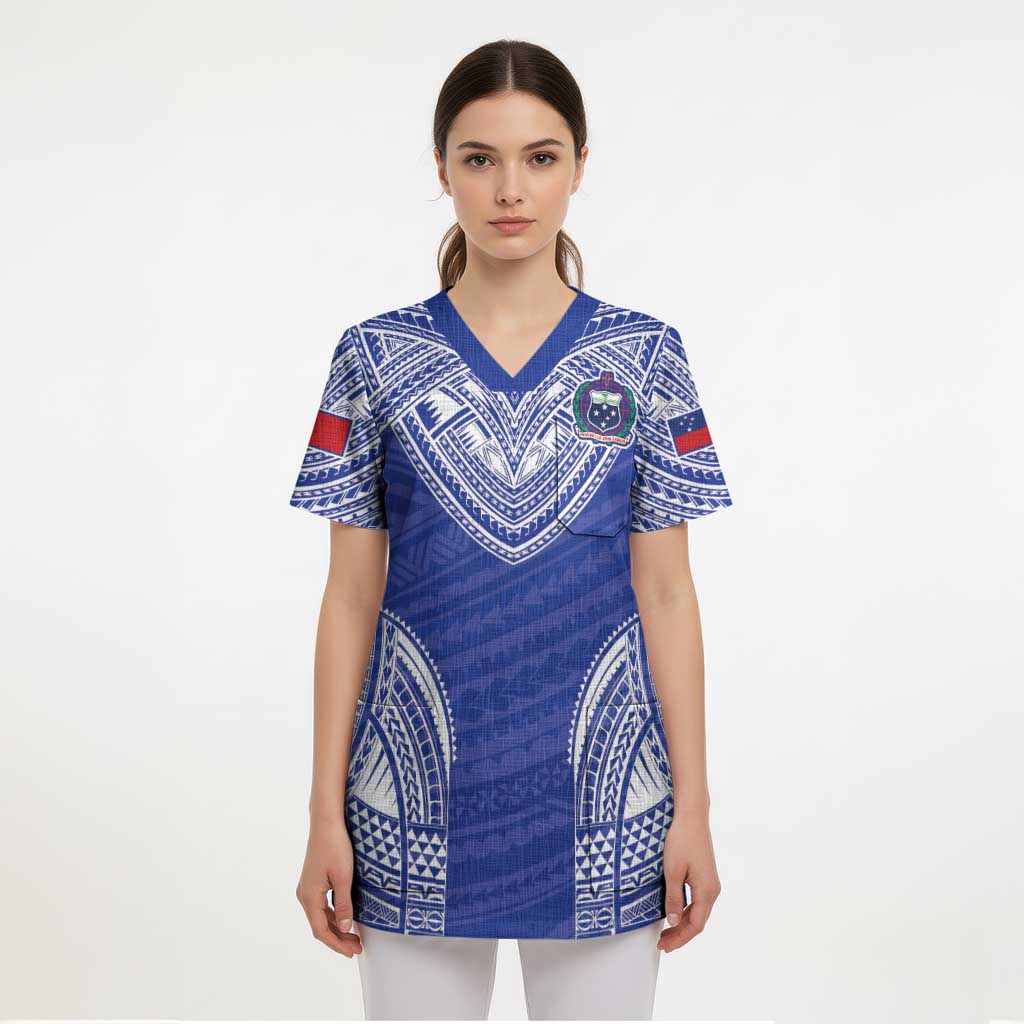 Manu Samoa Pacific Samoa Rugby Custom Scrub Top Polynesian Pattern - Polynesian Pride