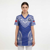 Manu Samoa Pacific Samoa Rugby Custom Scrub Top Polynesian Pattern - Polynesian Pride
