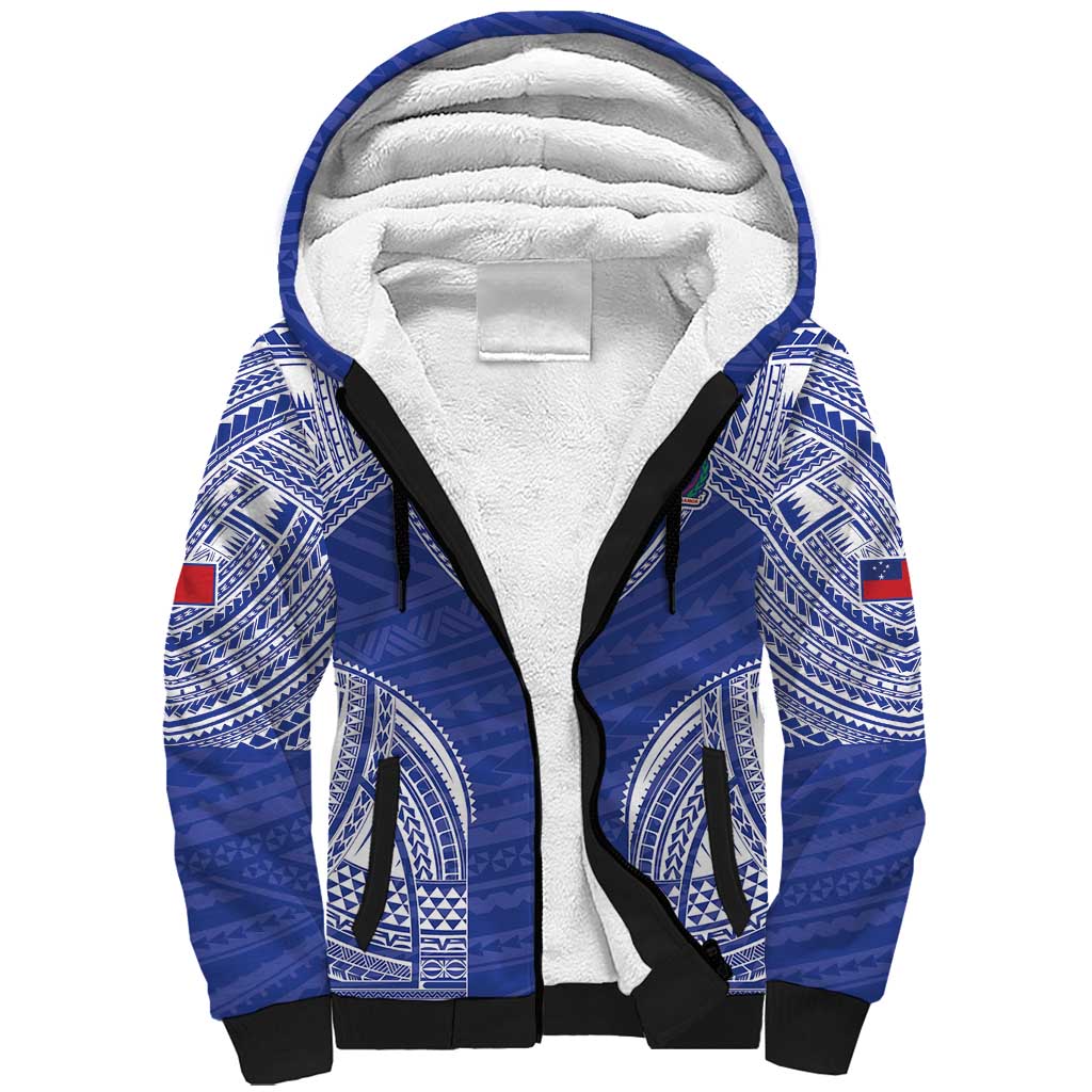 Manu Samoa Pacific Samoa Rugby Custom Sherpa Hoodie Polynesian Pattern