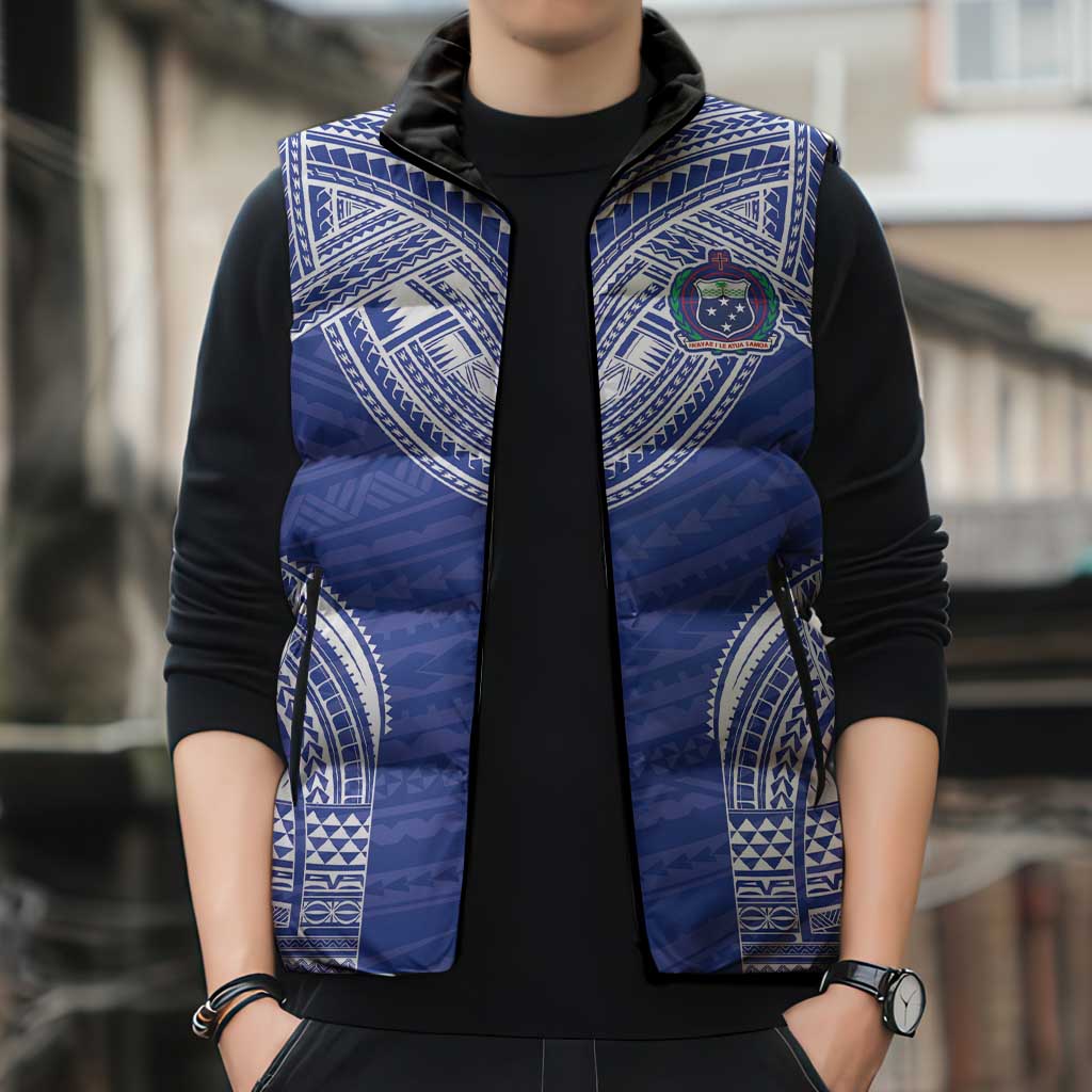 Manu Samoa Pacific Samoa Rugby Custom Sleeveless Puffer Jacket Polynesian Pattern - Polynesian Pride