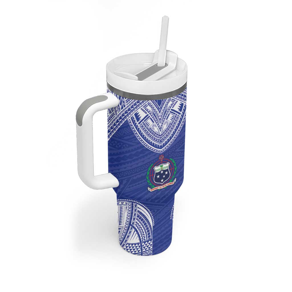 Manu Samoa Pacific Samoa Rugby Custom Tumbler With Handle Polynesian Pattern