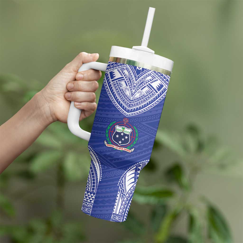 Manu Samoa Pacific Samoa Rugby Custom Tumbler With Handle Polynesian Pattern