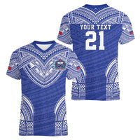 Manu Samoa Pacific Samoa Rugby Custom Women V-Neck T-Shirt Polynesian Pattern