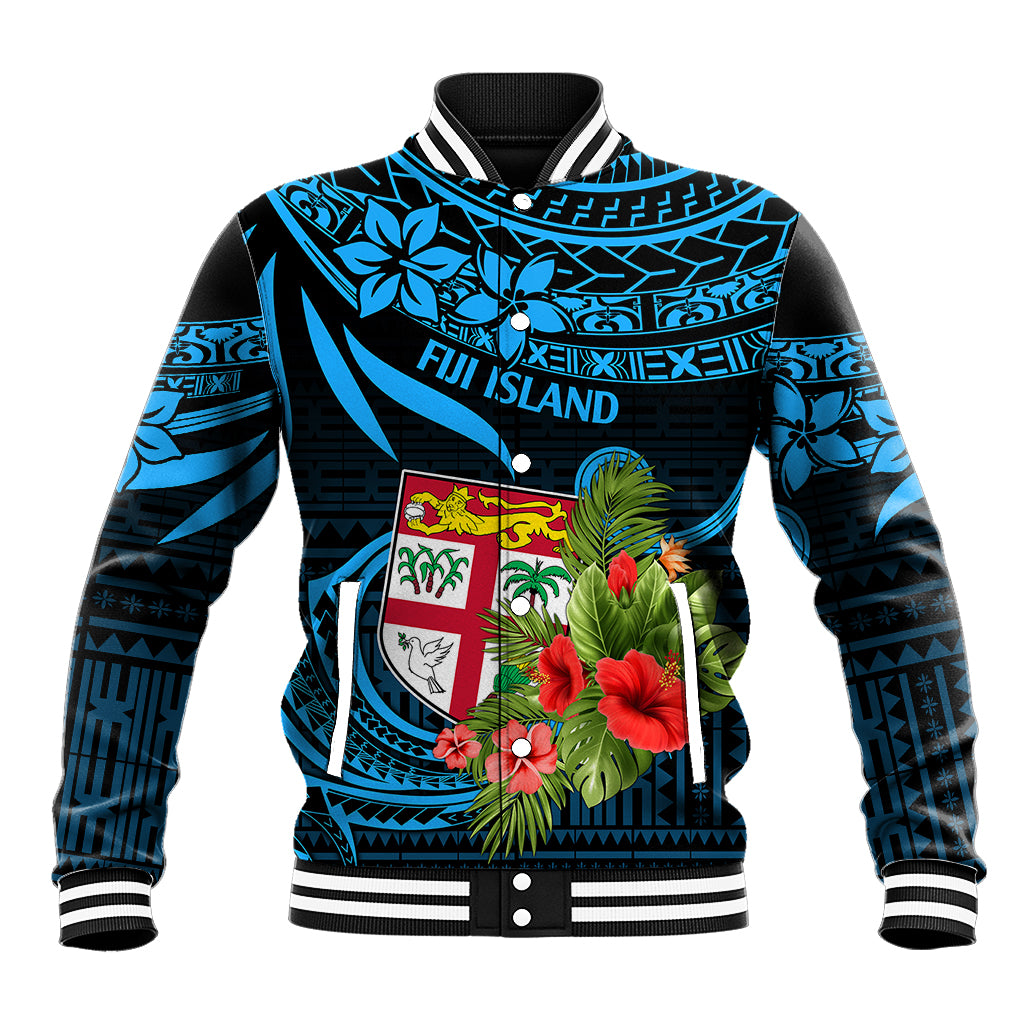 Fiji Islands Baseball Jacket With Polynesian Tribal Happy National Day LT9 Unisex Blue - Polynesian Pride