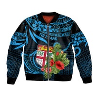 Fiji Islands Bomber Jacket With Polynesian Tribal Happy National Day LT9 Unisex Blue - Polynesian Pride