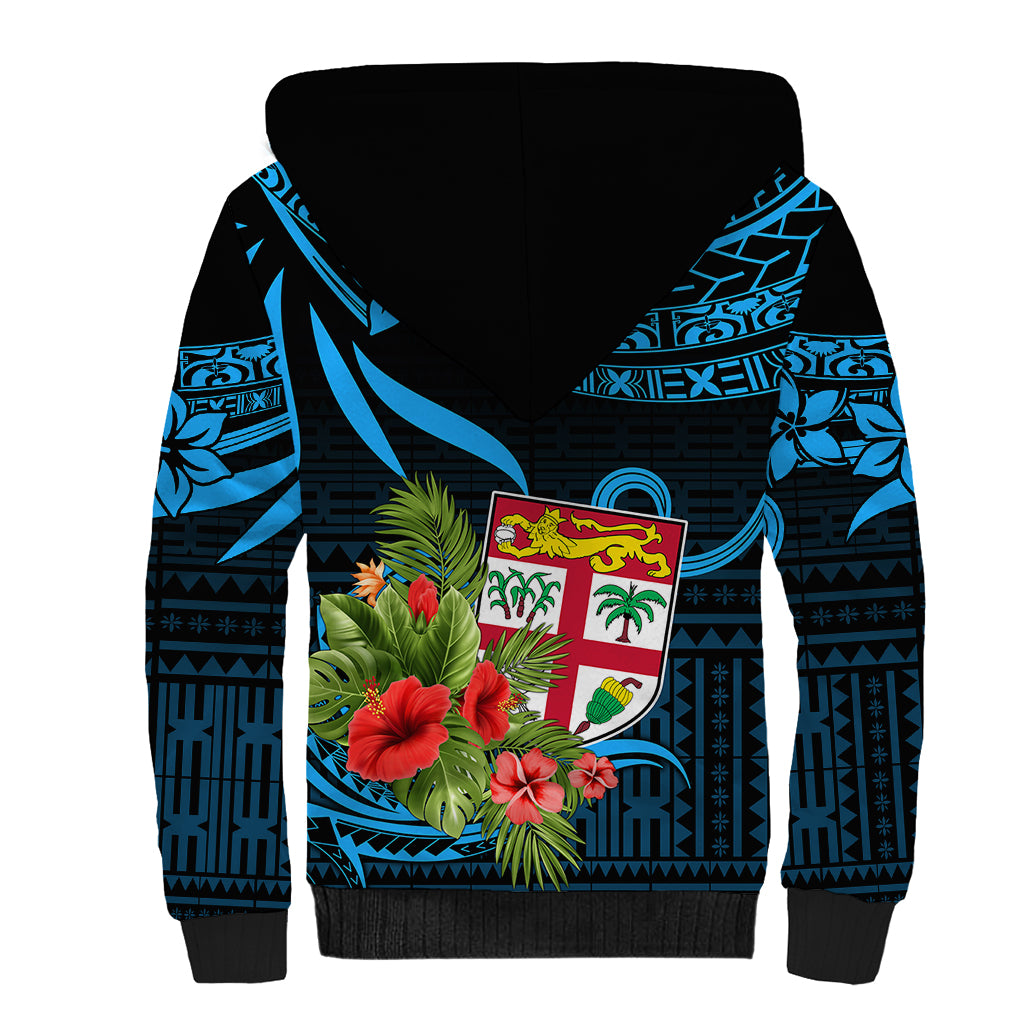 Fiji Islands Sherpa Hoodie With Polynesian Tribal Happy National Day LT9 - Polynesian Pride