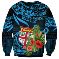 Custom Fiji Islands Sweatshirt With Polynesian Tribal Happy National Day LT9 Unisex Blue - Polynesian Pride